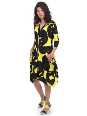 ✨ Alembika Art Print Wonderful Collar Dress in Lime ✨